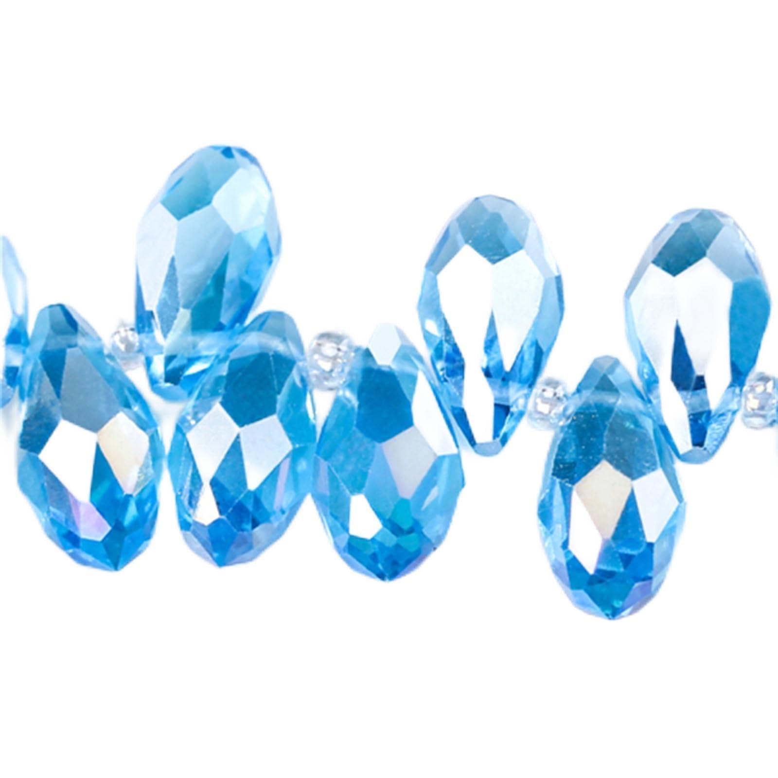 JINFEUGE 50Pcs Austrian Clear Teardrop Crystal Beads,for Jewelry Making Earrings Women DIY Perles Briolette Faceted Glass Beads/Z009Ab_5*7Mm 50Pcs