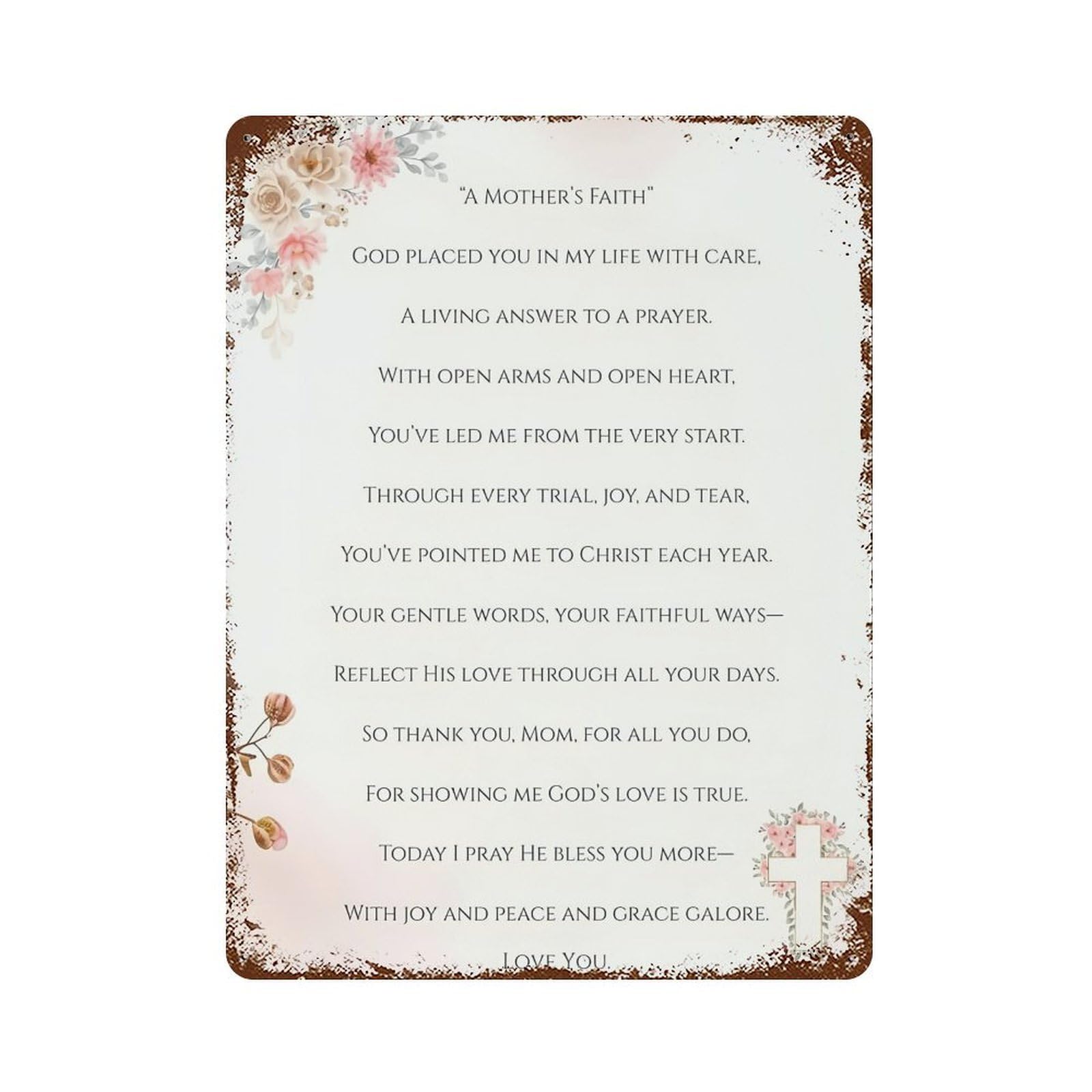 xiaoxiaoshen Mothers Day Poem Wall Decor Art Metal Tin Poster Modern Home Decor Art Home Bar Shop Decorations Vintage Sign 40x30cm