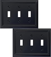 DecorativeWallPlates Adler Black Triple Toggle 3-Gang Metal Wall Plate Cover, 2-Pack - Durable, Easy Install Switch Plate