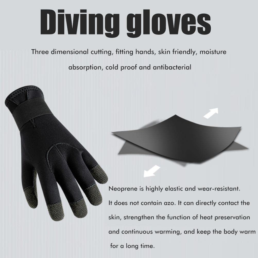 KKPLZZ Guanti da Sub in Fibra Organica, Guanti da Muta Resistenti al Taglio Guanti Termici Antiscivolo Antiscivolo per Snorkeling, Immersioni subacquee, Surf, Kayak, Rafting