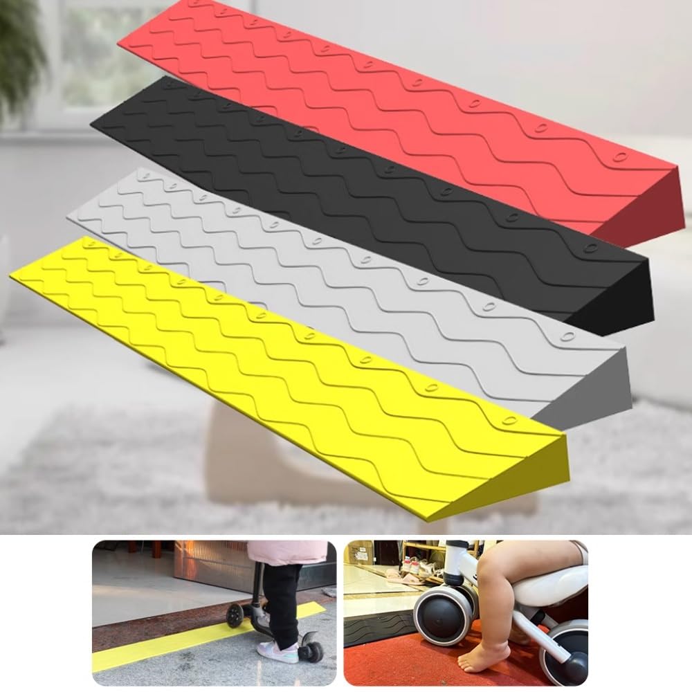 Rampy do skuterów inwalidzkich, Rampa progowa dla wózków inwalidzkich w łazience, wiele rozmiarów, wielokolorowa, na werandę przy drzwiach(Red,100x16x7cm)