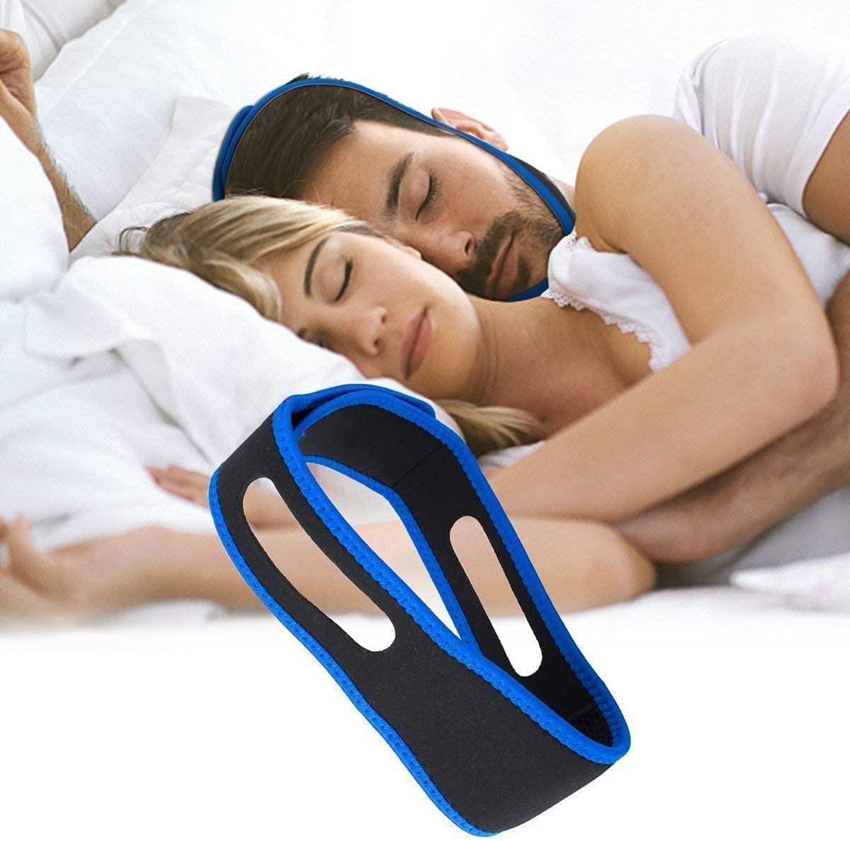 JUZR Anti Snoring Chin Strap – Snore Strap Stops Snoring and Eases Nighttime Breathing – Effective Sleep Aid Device Supports Jaw for Natural and Instant Snore Relief (Pack of 1)