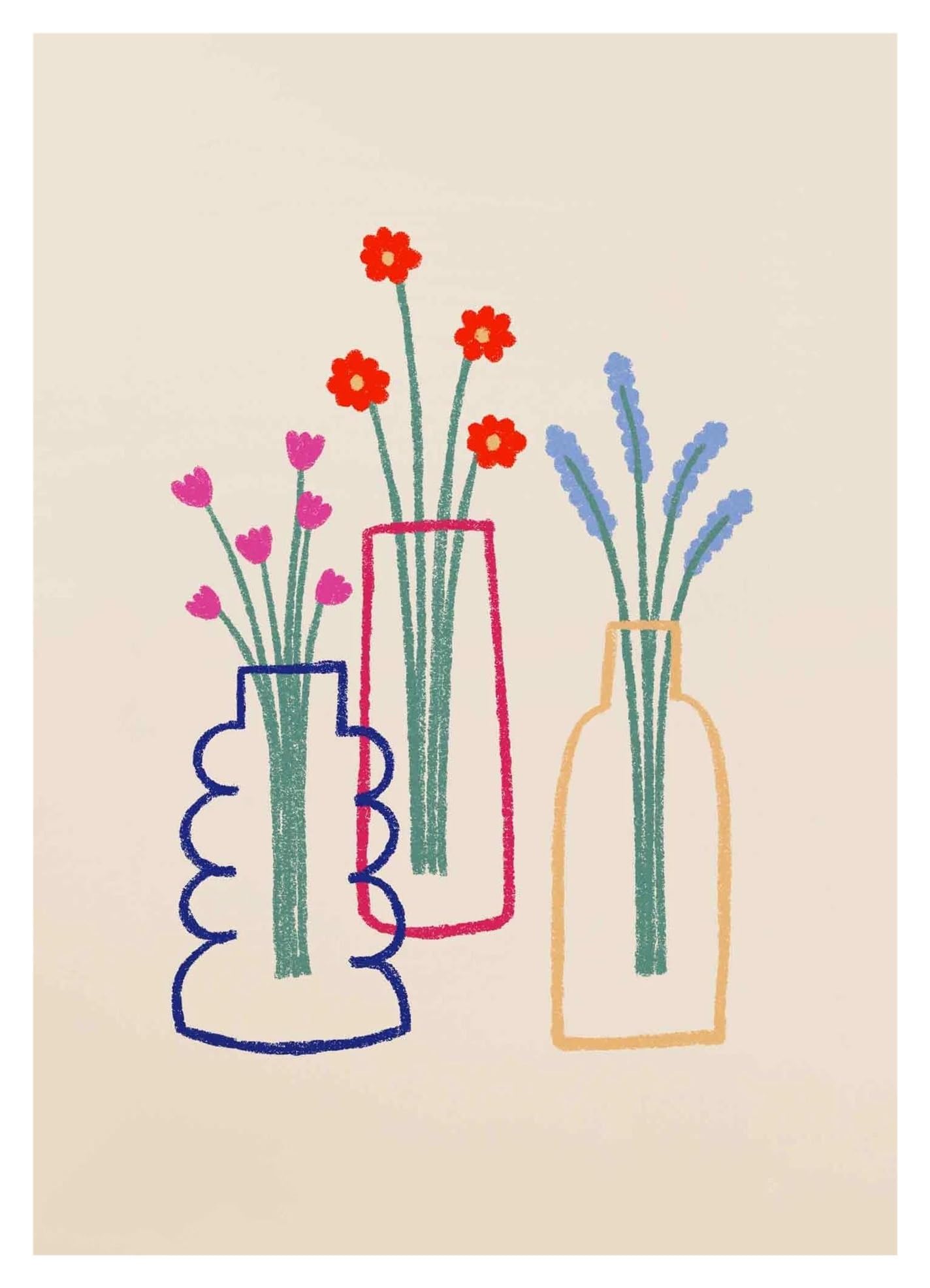 Affiches imprimées vase pastel abstrait pour décoration de salon et maison moderne