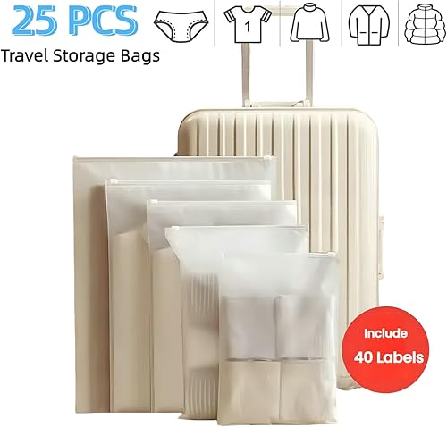 Miniatura 2 de 25 bolsas de almacenamiento de viaje, bolsas de embalaje impermeables para ropa de viaje, con cremallera, bolsa de plástico esmerilado para ropa,