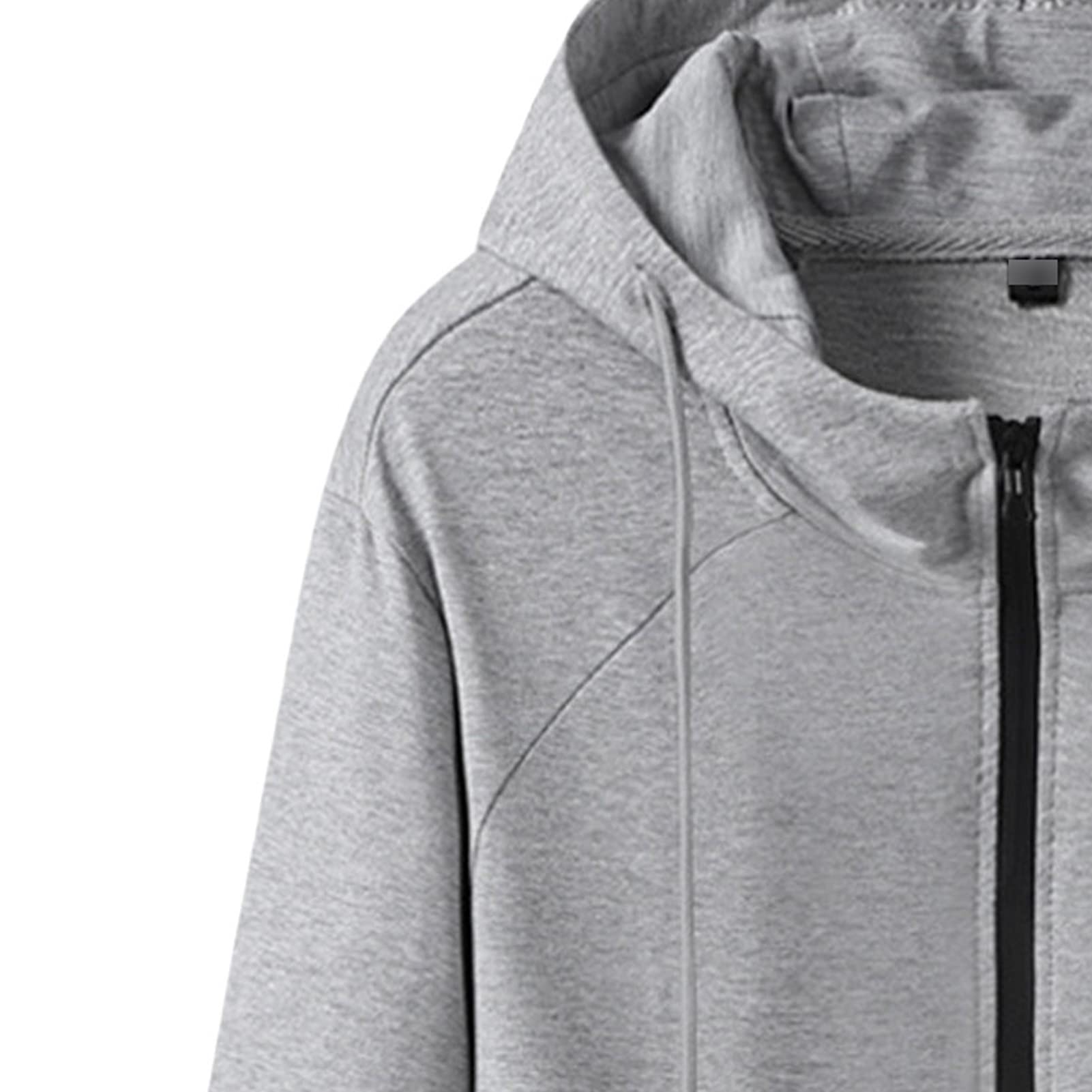 Maiyifu-GJ Men's Slim Fit Full Zip Hoodies Lightweight Athletic Casual Hooded Sweatshirt Long Sleeve Active Hoodie Jackets (Light Grey,3X-Large)