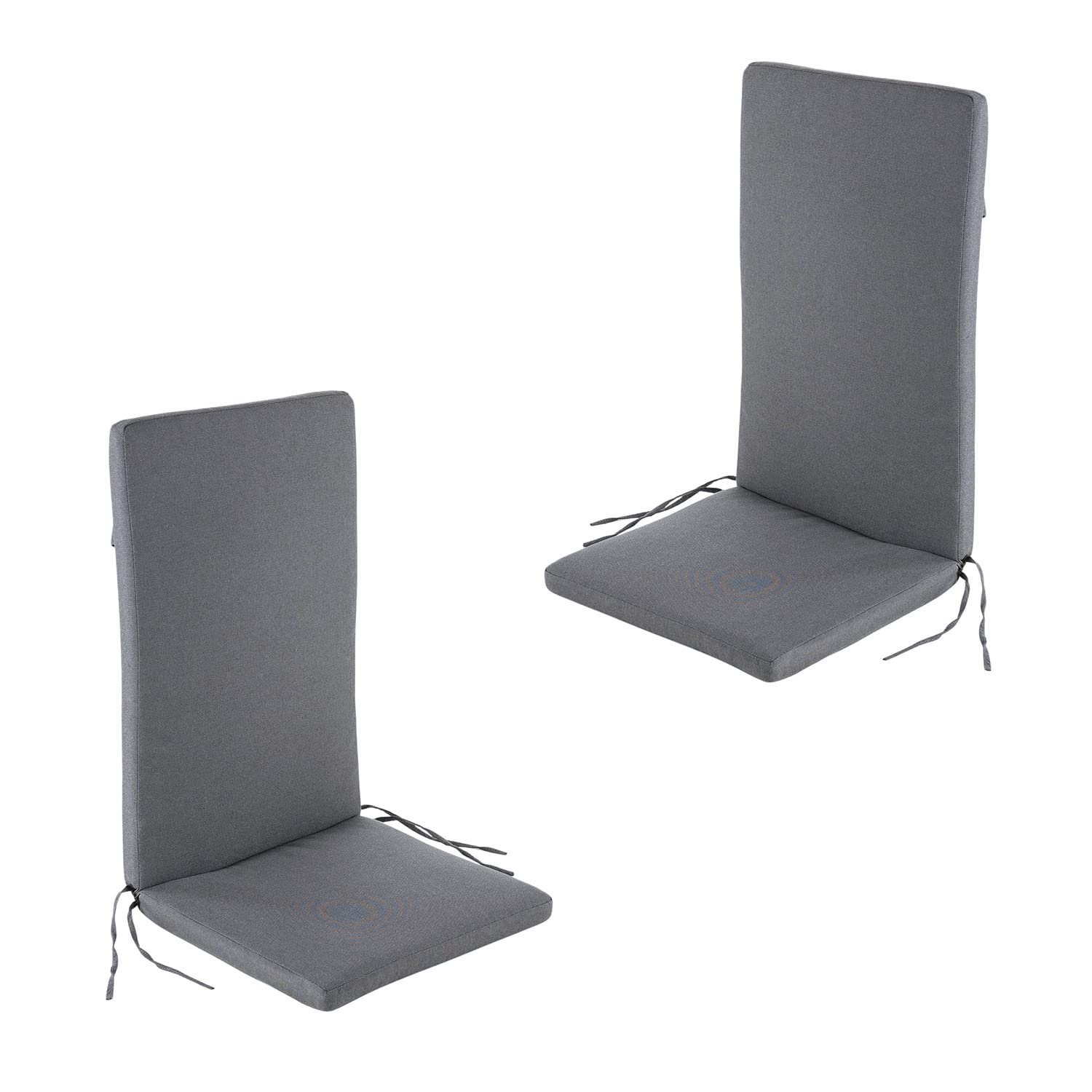 Pack 2 cojines para sillón de jardín reclinable estándar Olefin color gris, Medidas 114x48x5 cm, No pierde color, Desenfundable, Funda de cojín con relleno, Cojines sillas de terraza y comedor