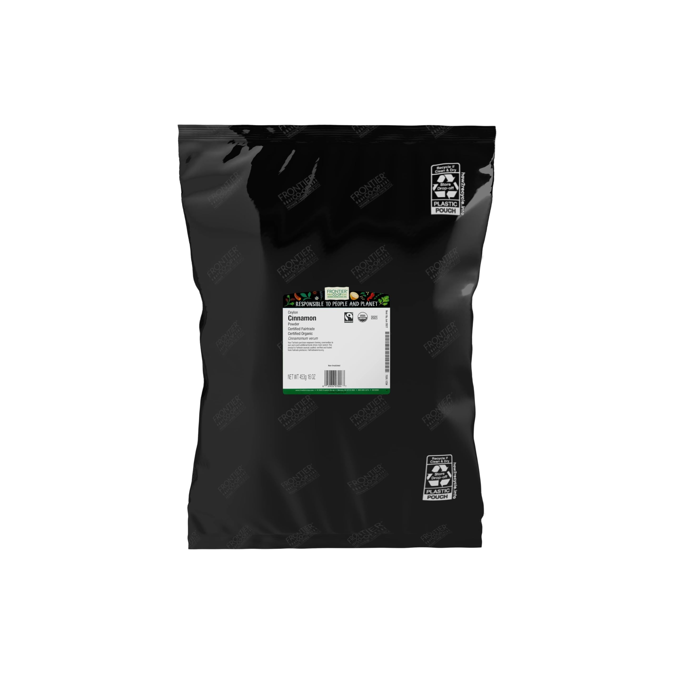 Frontier Co-op Organic Ceylon Cinnamon, Ground, Fairtrade Certified, 16 Oz, Bulk Bag - "True Cinnamon" for Scones, Donuts, and Baked Goods