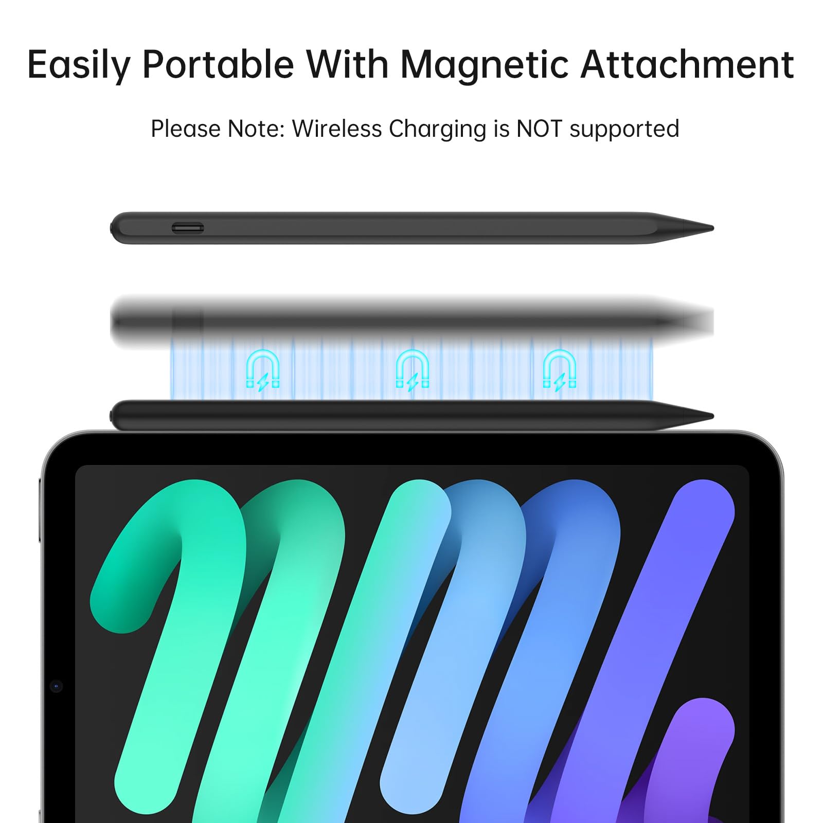 Pencil for iPad mini A17 Pro 7/6/5, Fast Charge Palm Rejection