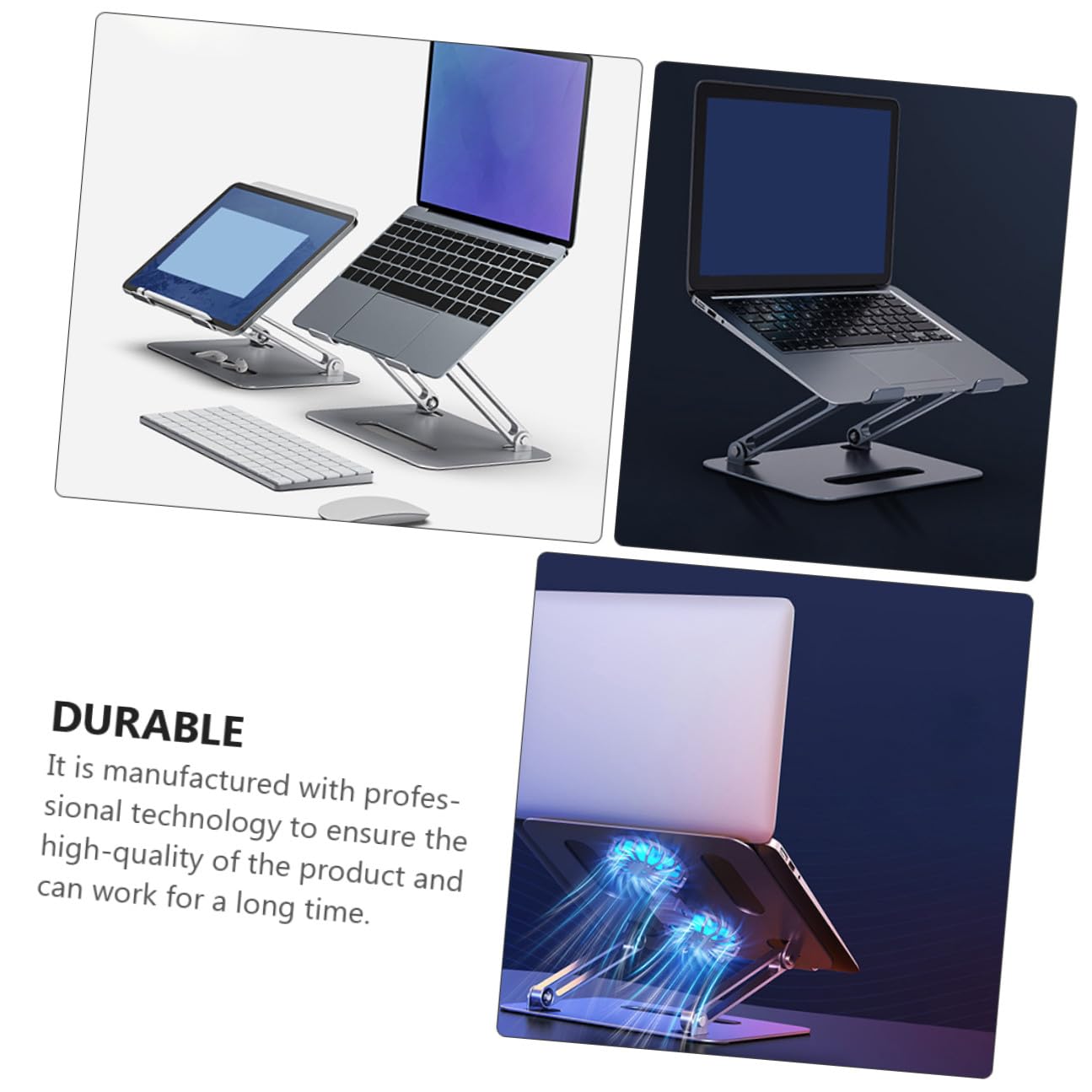 ibasenice Supporto Fresca in Lega di Alluminio per Laptop di Raffreddamento e Doppia Ventola e Design Ventilato Regolabile Estiva Confortevole Creare Un'atmosfera Estiva Fresca e