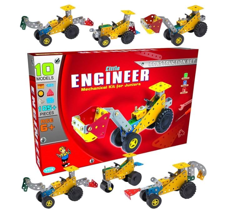 AdiChai Little Engineer- Construction Set Mechanical Engineering Educational Toy Kit Constructive Building Blocks and Models Construction Set for Kids Both Boys and Girls