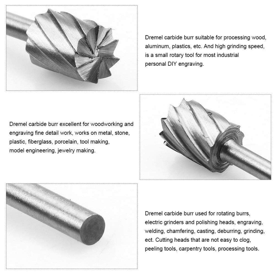 DIY Crafts Design No # 7, Pack of 10 Pcs, 10x - Rotary File Electric Grinding Polishing Head Engraving Wo (Design No # 7, Pack of 10 Pcs) 1