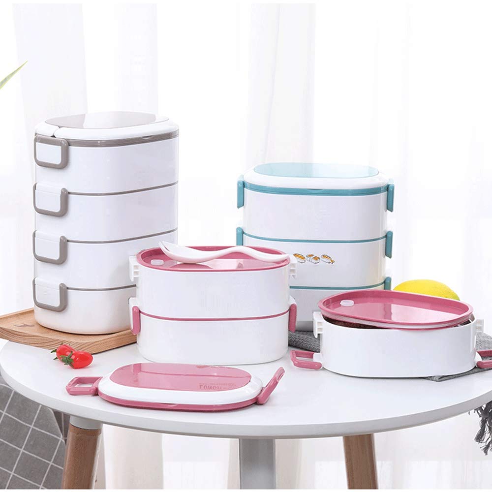 JINGYAN Bento Box 2/3/4 strato Lunch Box in acciaio inox pranzo termica Container Bento for bambini il cibo frutta Contenitori(Blue,3)