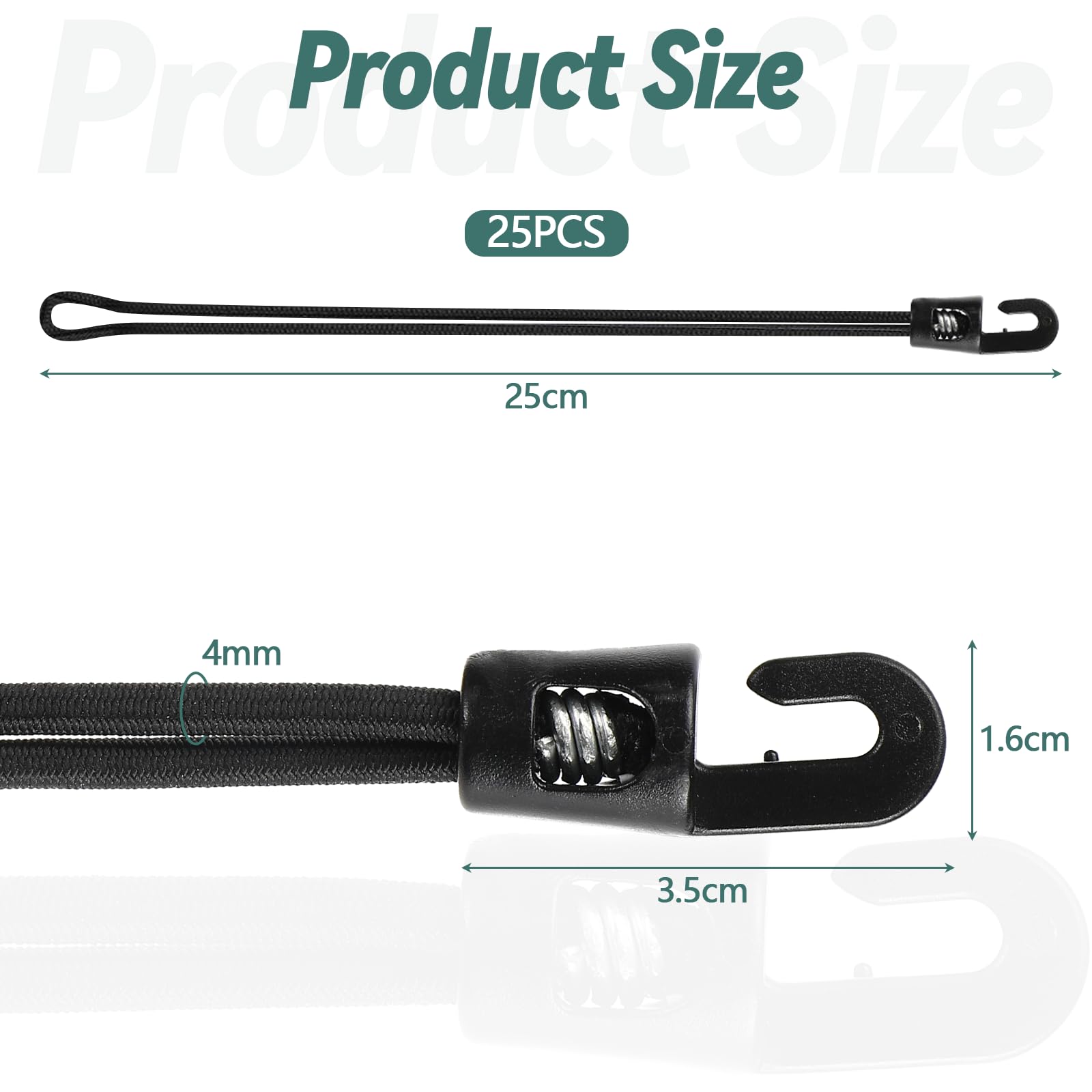 Farerkass elastici con ganci 25 pezzi, Elastiche con gancio 25 cm, tenditore in gomma Corda Elastica, elastiche per teloni, uso esterno, bagagli e bagagli, campeggio