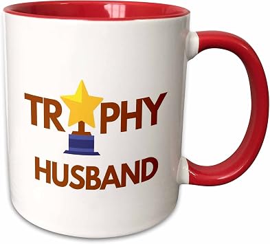 3dRose Image of a Trophy with Text of Trophy Husband 15oz Two-Tone Red Mug