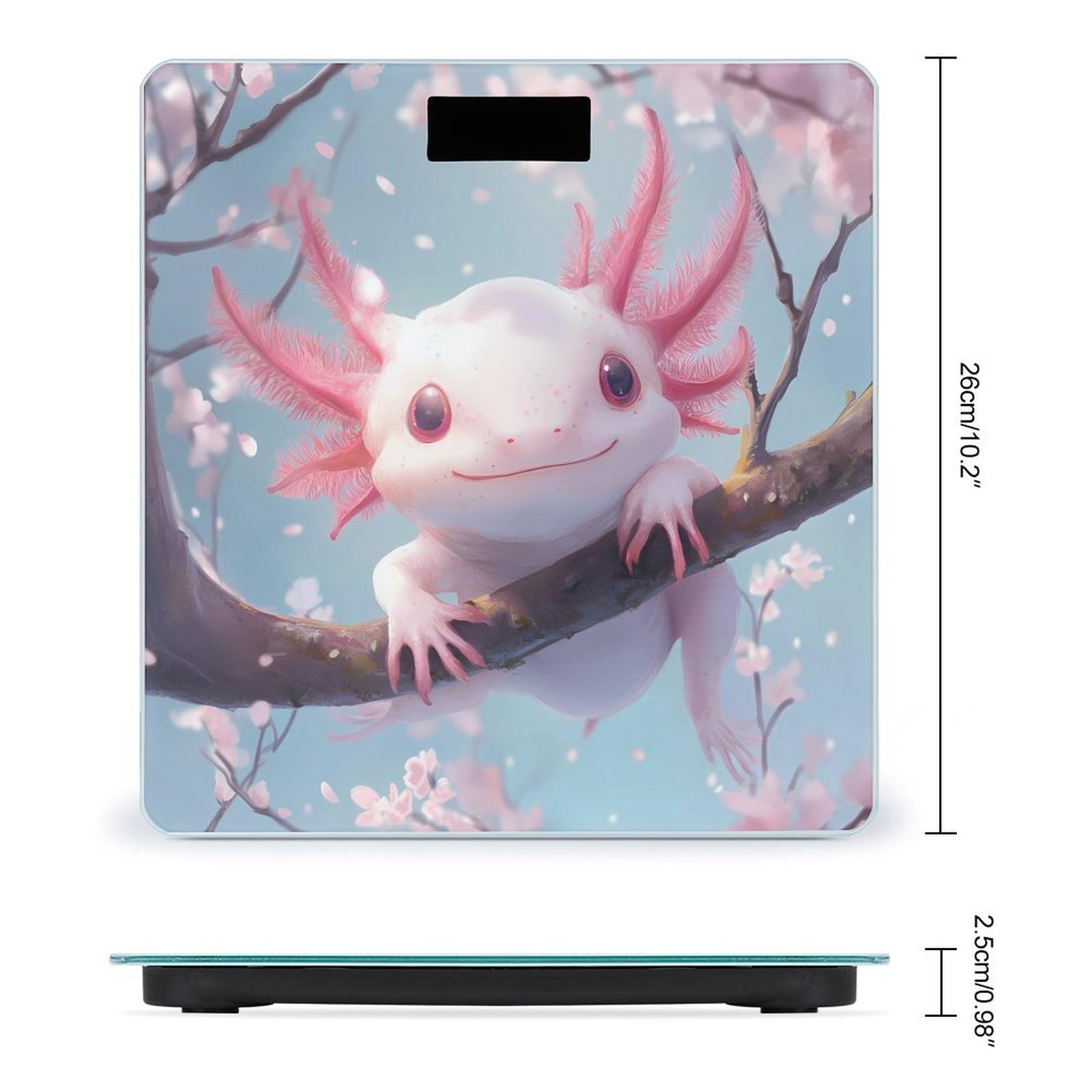 Cute Axolotl Cherry Tree Scale for Body Weight Smart Accurate Digital Bathroom Scale with Easy Read LCD