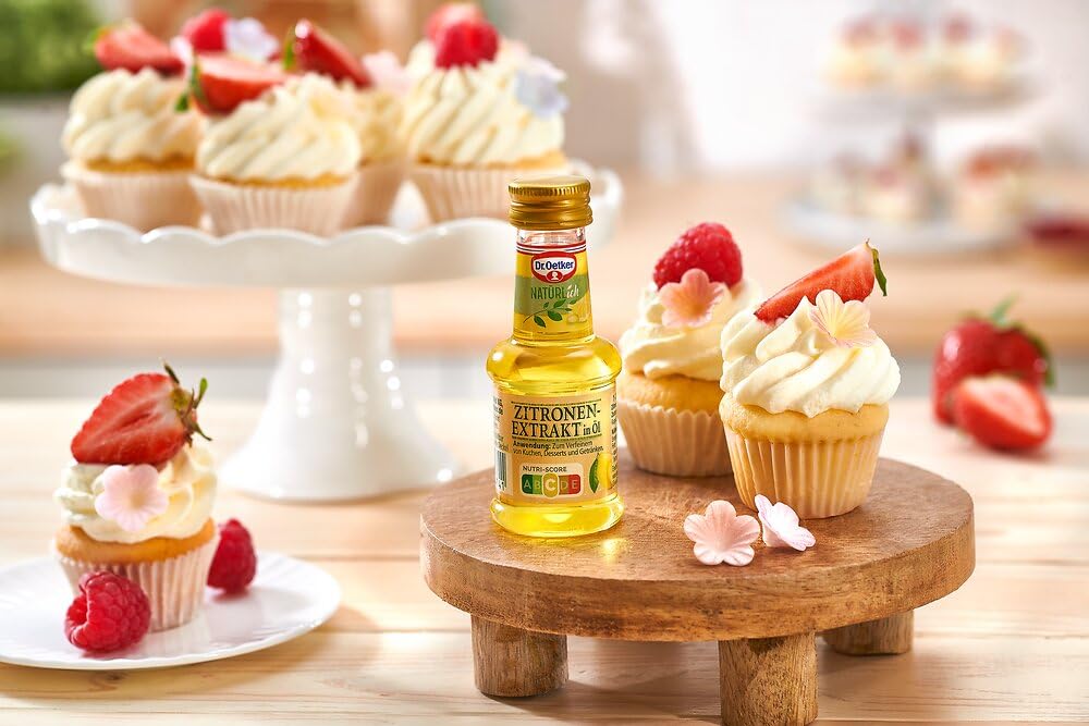 Dr. Oetker NATÜRLich Zitronenextrakt 10er Pack, 10 x 35 ml – aus sizilianischen Zitronen gewonnen, verleiht der Zitronenextrakt Kuchen sowie Desserts eine unverkennbar himmlische Zitrusnote.