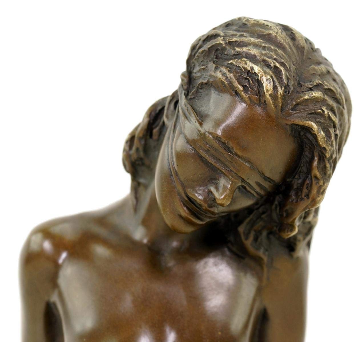 Bondage Girl AVA Skulptur - Erotische Bronzefigur auf grünem Marmorsockel - Sexy Deko Frauenfigur - Erotik Akt BDSM - Höhe: 22 cm - Breite: 16 cm - Moderne Kunst Statue - 100% Bronze
