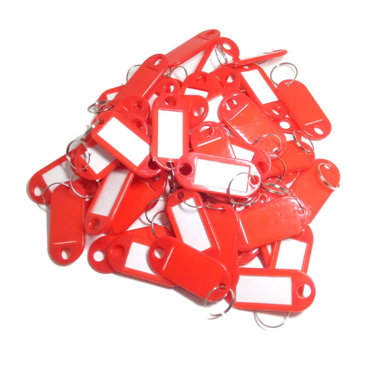 Toolstar Red Key Labels, 100Pcs Key Id Tags Key Labels Tags Plastic Key Tags, Tags With Key Rings As Key Fobs Luggage Pet Name Memory Stick Tags (Red)