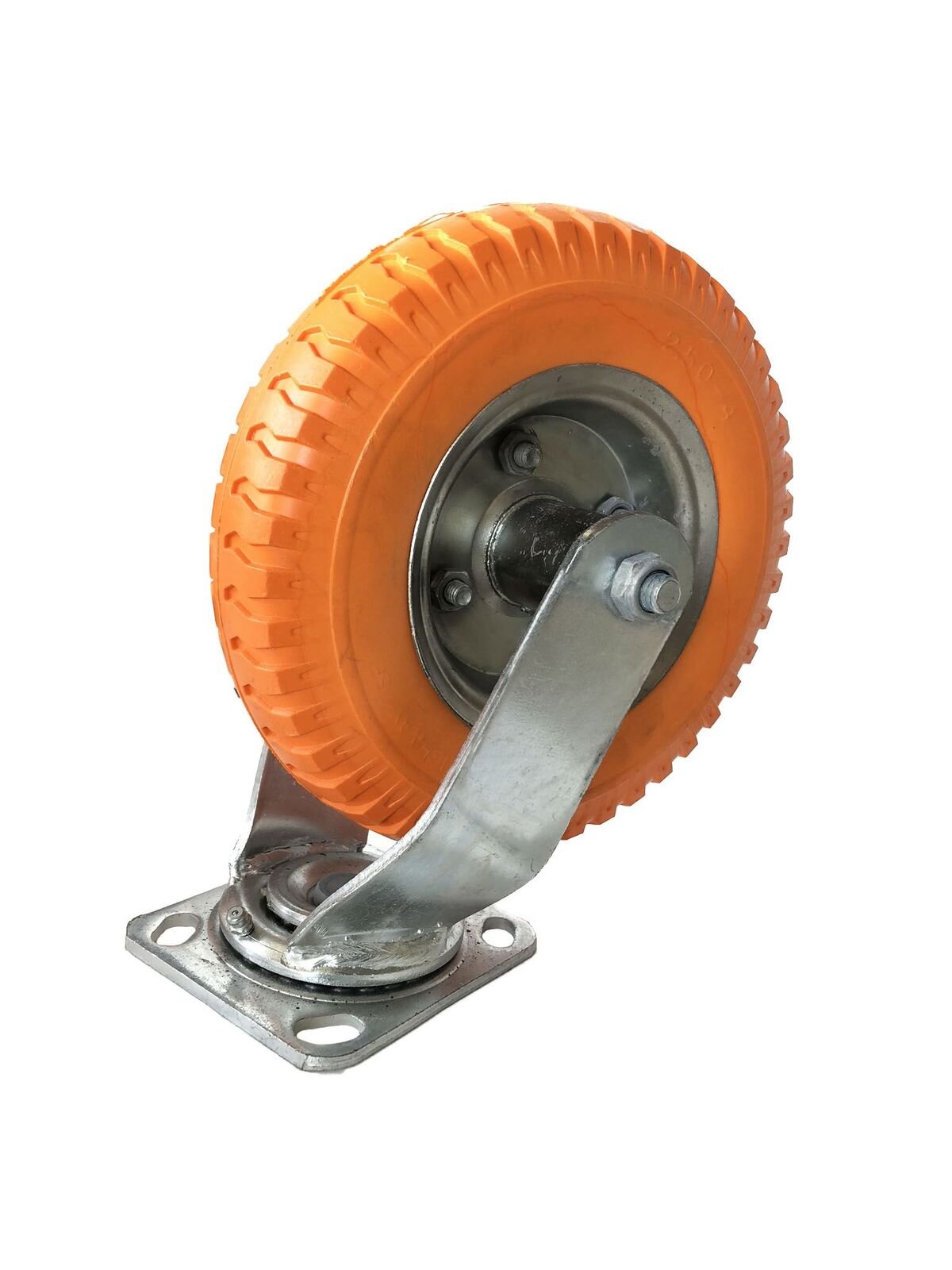 4-Pack Flat Free Caster Set – 10 Inch, 600 Lb Capacity – 2 Swivel With Brake, 2 Rigid – Industrial Grade, Assembled In USA