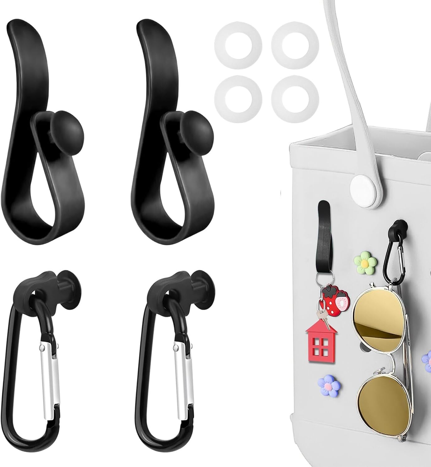 4 PCS Key Holder for Bogg Bag,Insert Carabiner Key Chain and Hooks for Tote Bag Finding Your Keys Glasses Earphones Quickly 4 PCS Key Holder for Bogg Bag,Insert Carabiner Key Chain and Hooks for Tote Bag Finding Your Keys Glasses Earphones Quickly