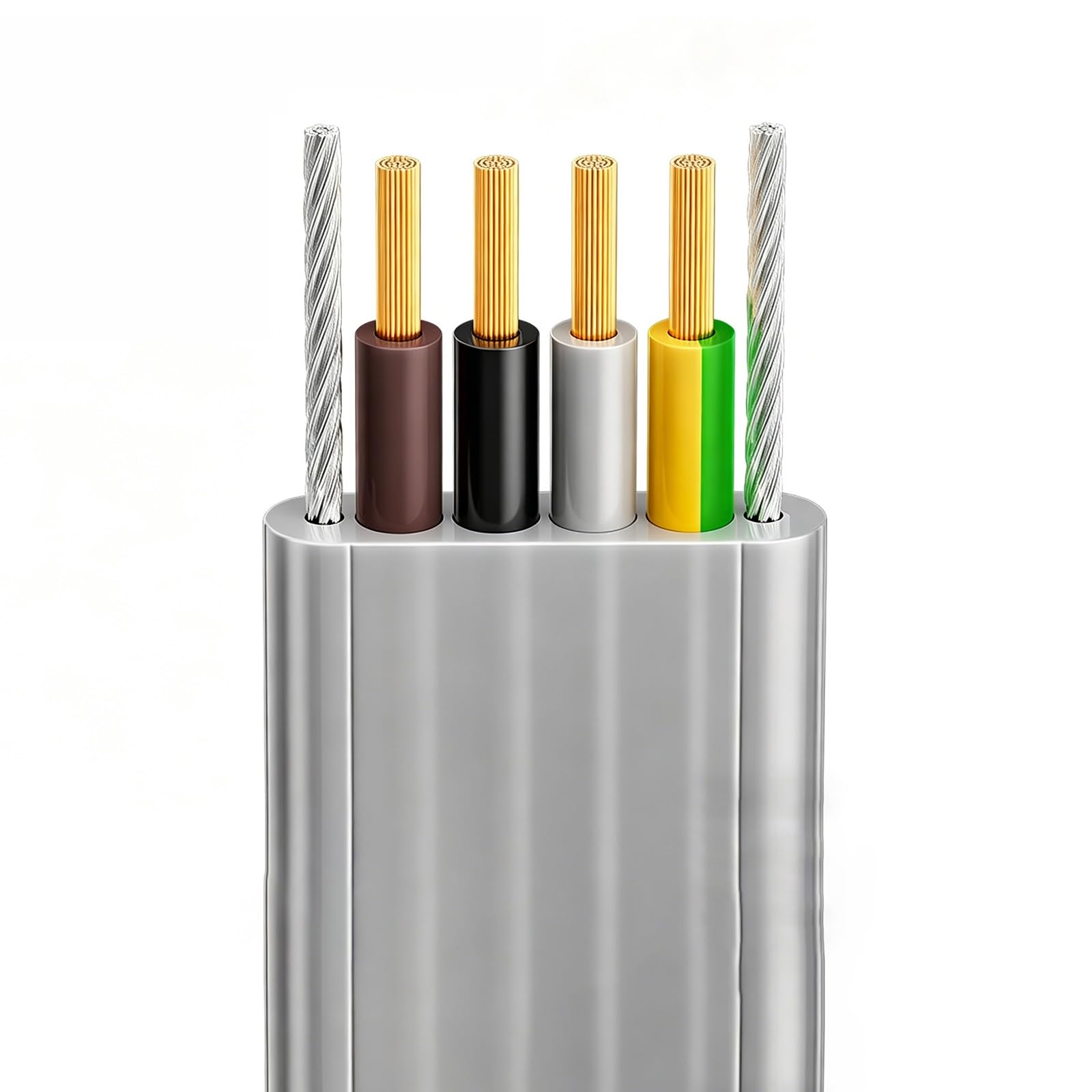30m Cavo Piatto Flessibile con Acciaio 2/3/4/5 Conduttori 1.5/2.5/4 mm², Cavo Alimentazione Alta Flessibilità 300/500V per Cancelli Automatici Ascensori e Impianti(12AWG(4mm²),100FT_4C)