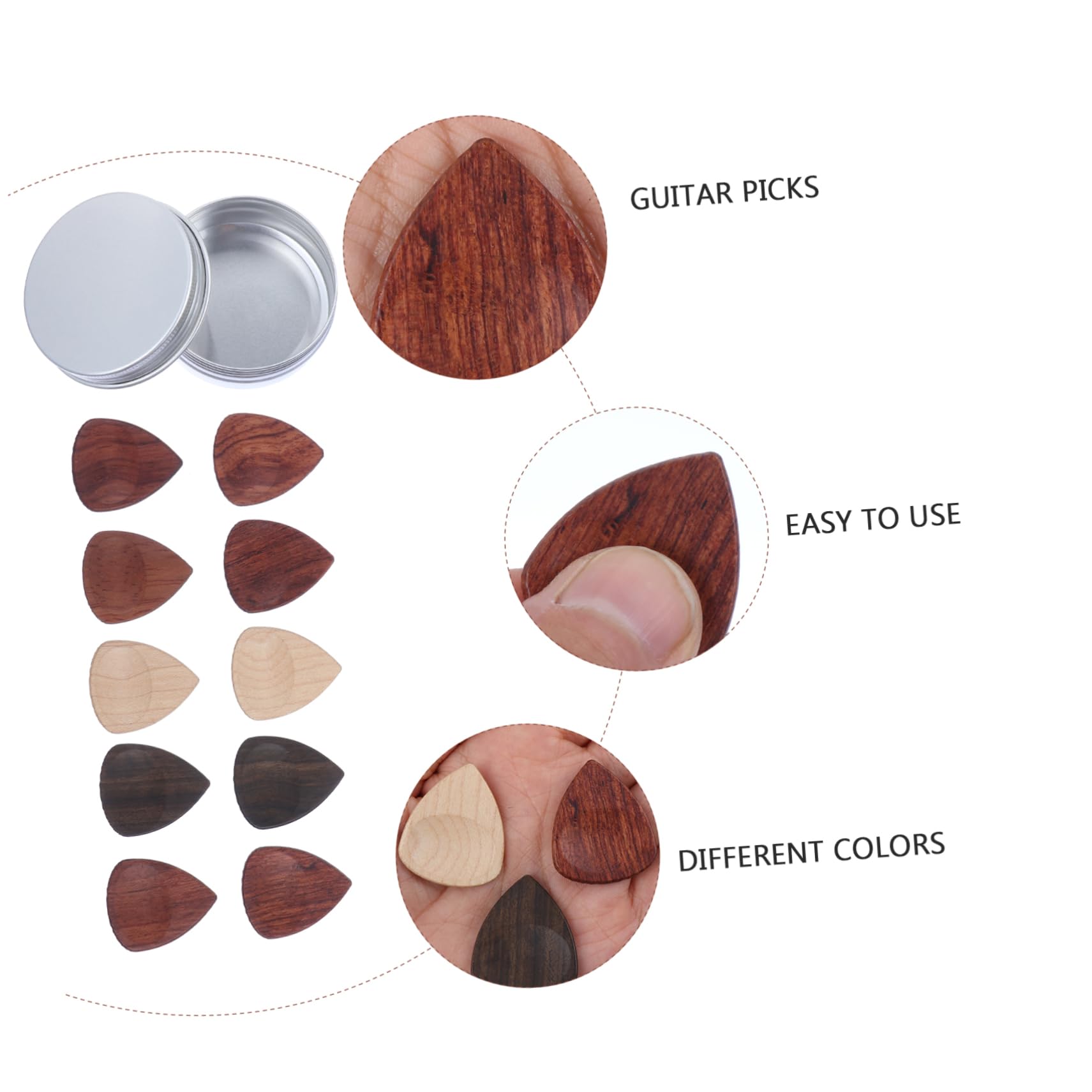 ibasenice 10piezas Púas Para Guitarra Eléctrica Acústica Ukelele Unidades De Madera Duraderas Cómodas Para Regalar Navidad Cumpleaños Año y San Valentín