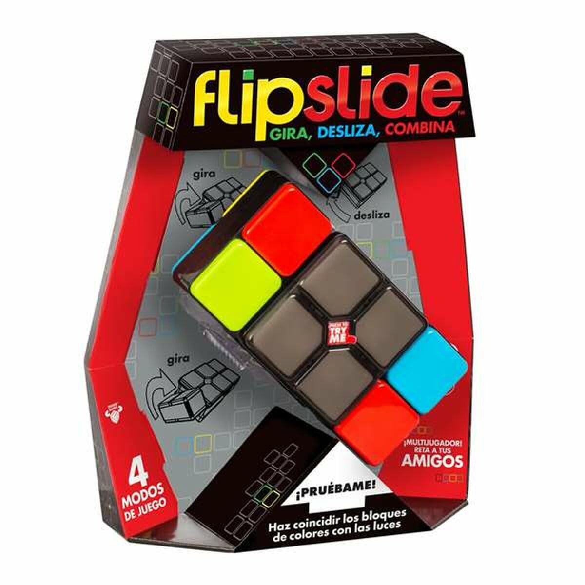 Juego electrónico portátil FLIPSLIDE - ¡Gira, DESLIZA, COMBINA! Haz coincidir los Bloques de Colores con Las Luces. 4 Modos de Juego. Multijugador. ¡Reta a Tus Amigos!