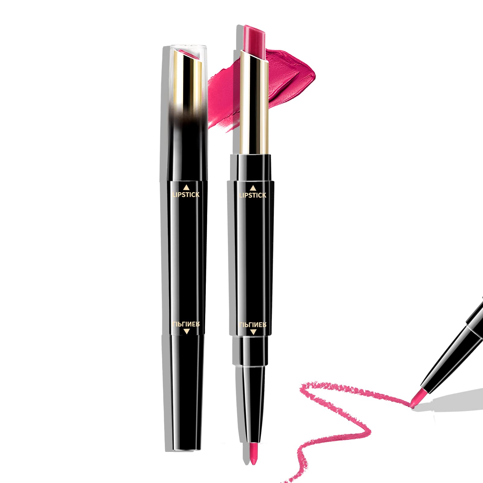 Boobeen 2 en 1 Lápiz Labial de Doble Cabezal y Perfilador de Labios Set de Maquillaje Brillo de Labios Mate de Terciopelo Lápiz Labial Cremoso para Mujer, Larga Duración y No se Mancha
