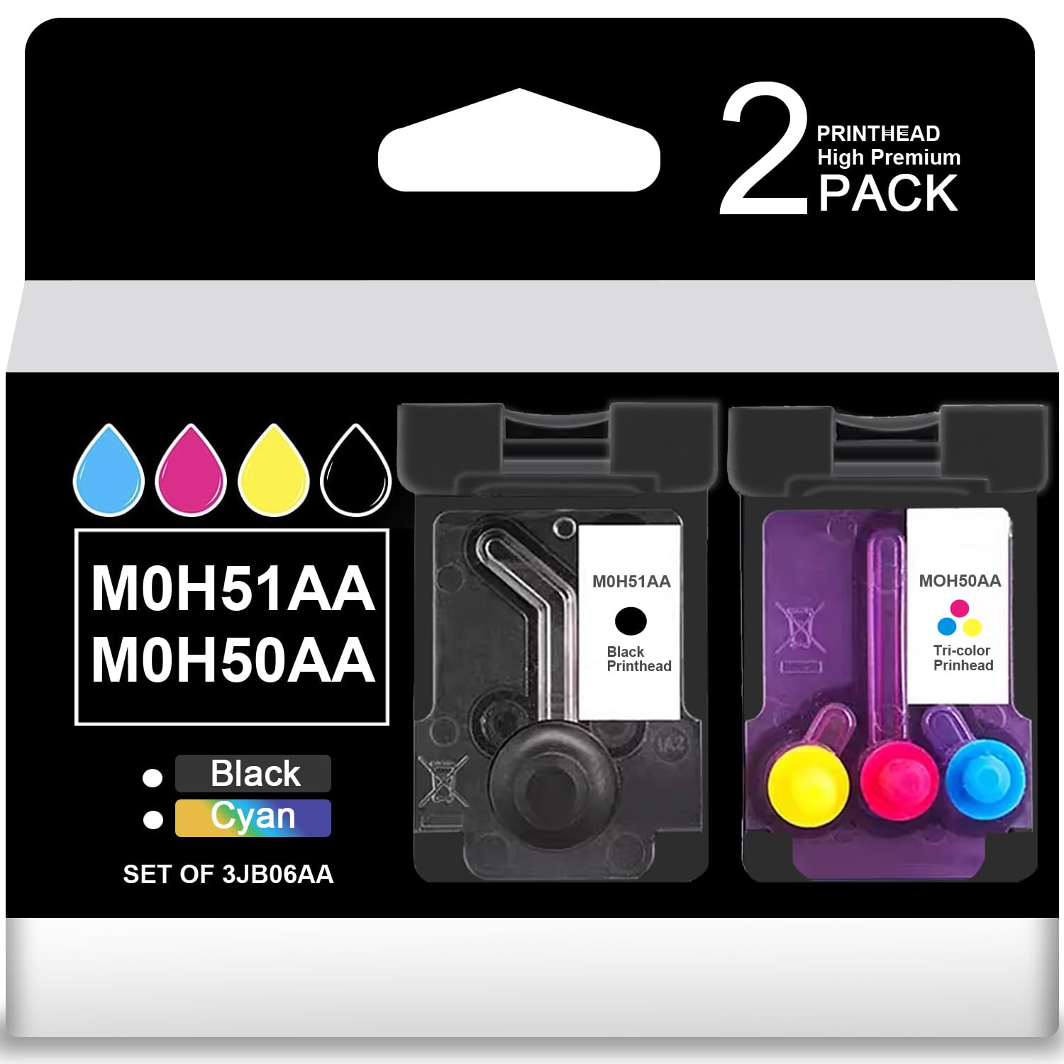 HIHG Pages 3JB06AA (BK&Tri-Color) M0H51AA M0H50A PrintHead GT51 GT52 Compatible for HP Tank GT5810 GT5820 GT5822 Tank 310 311 315 318 319 410 411 415 418 419 Combo