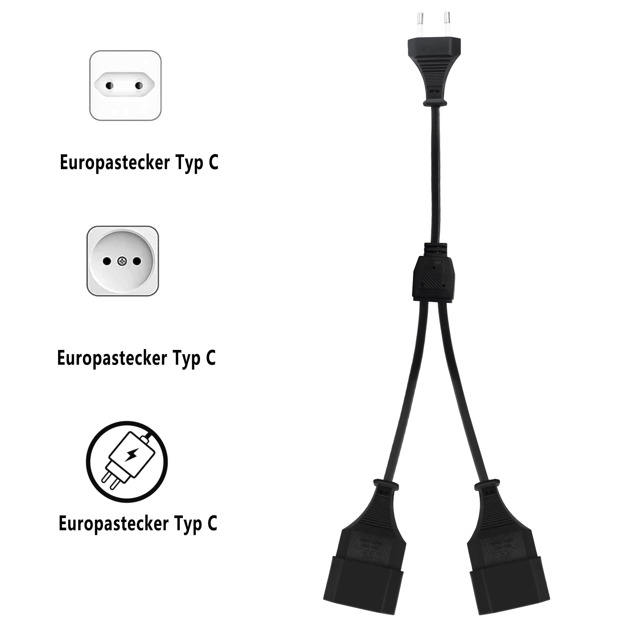 Svitzoot 3M Câble d'alimentation 2 en 1 Type C avec Extension Euro Plug vers Socket, Rallonge 0.75mm² pour TV, PC, Ordinateur, Moniteur, Beamer, Lampe Svitzoot 3M Câble d'alimentation 2 en 1 Type C avec Extension Euro Plug vers Socket, Rallonge 0.75mm² pour TV, PC, Ordinateur, Moniteur, Beamer, Lampe