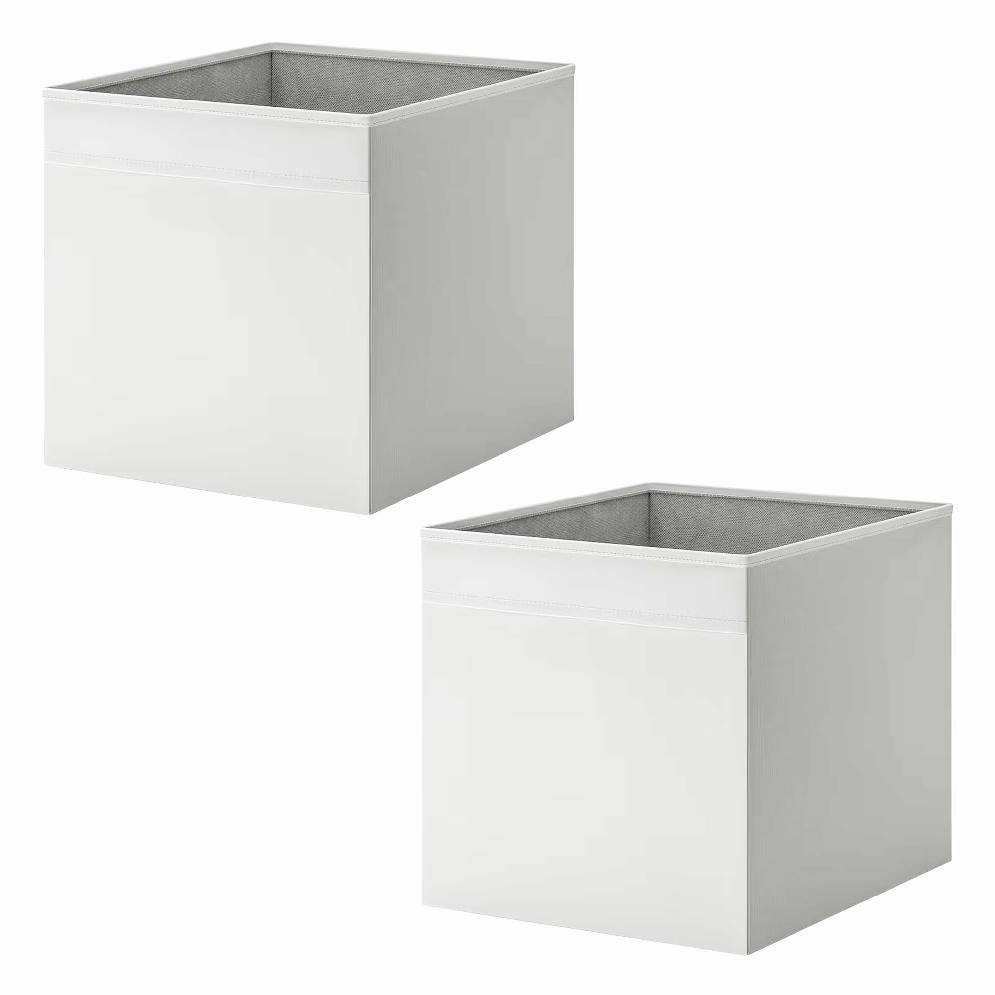 Drona Fabric Storage Box Insert - White - 33x38x33cm - Foldable and Durable Cube Organizer for Shelves, Closets, and Home Storage, pack of 2