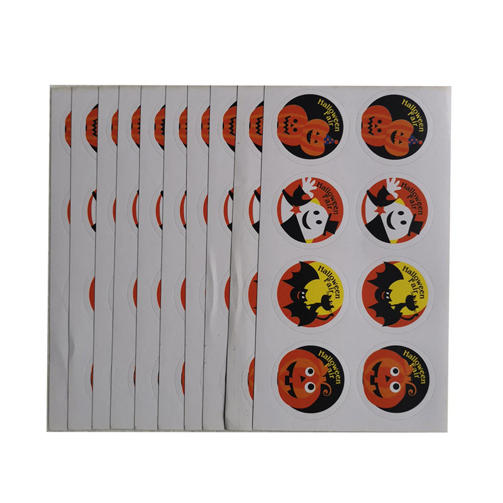 TOPBeauty Round Halloween Pumpkin Decoration Sticker Candy Gift Bag Seal Sticker Bat Skull Witch Spider Sticker Label Party Decoration Parlor Bedroom Garden Decoration Holiday Celebration