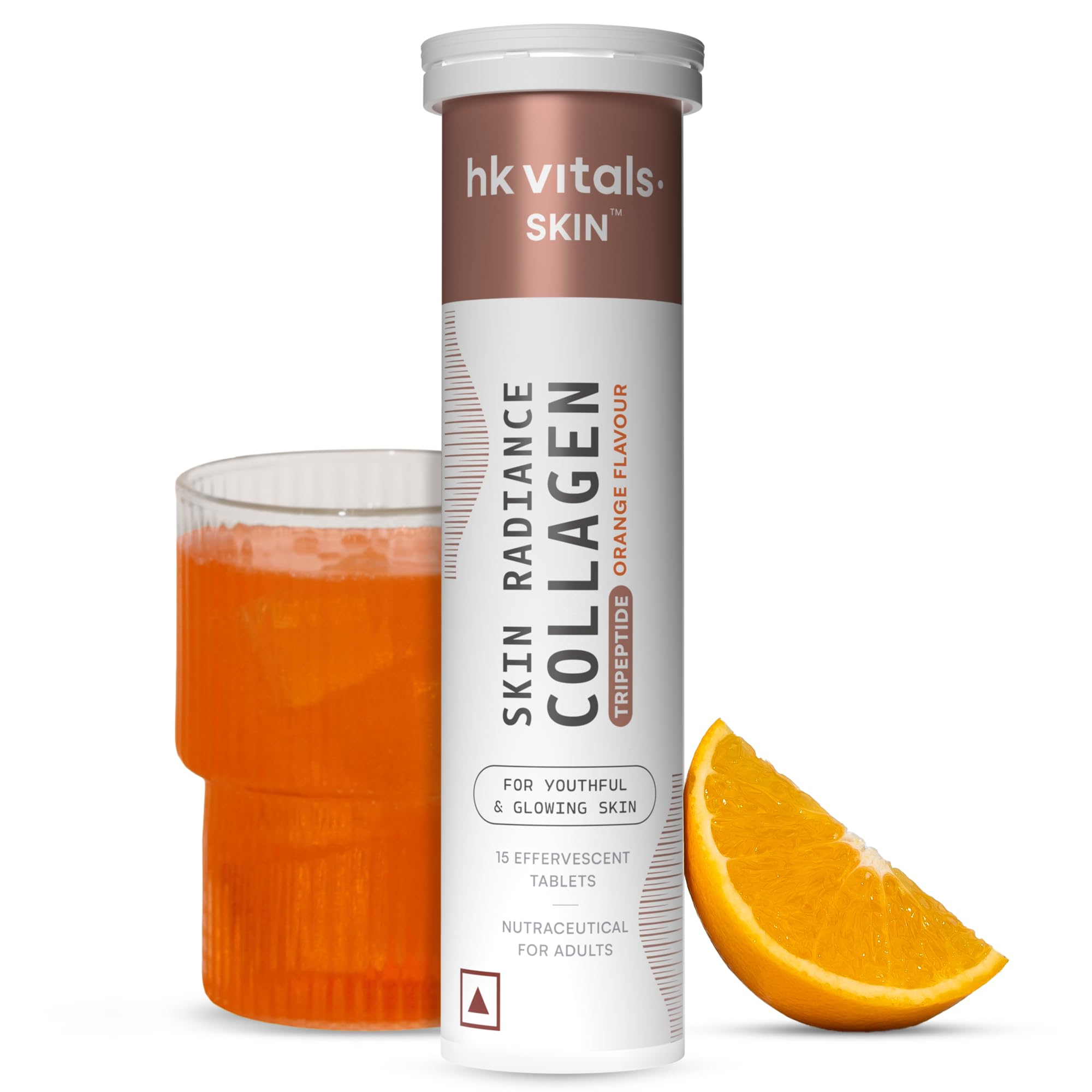 hk vitals Skin Radiance Collagen Effervescent (Orange, 15 Effervescent Tablets) | Tripeptide | For Youthful & Glowing Skin-image-30