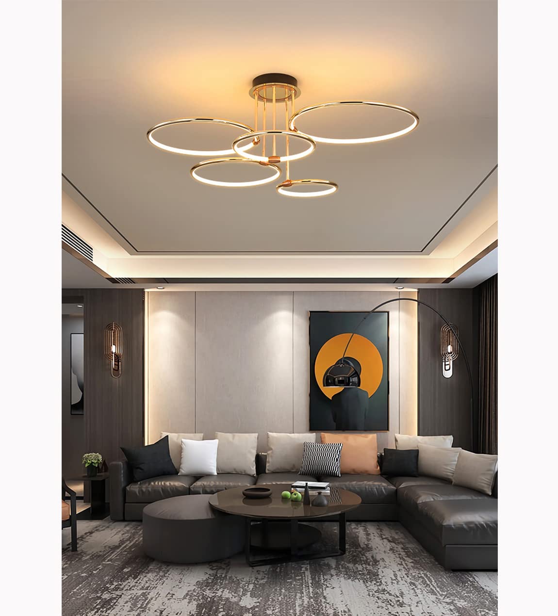 Moderna LED Lampara de techo Salón Dormitorio Regulable Lámpara Colgante Anillo Diseño Plafones con Control Remoto Luz Para isla Cocina Oficina Comedor Decor Iluminación Lámparas de Colgante Oro