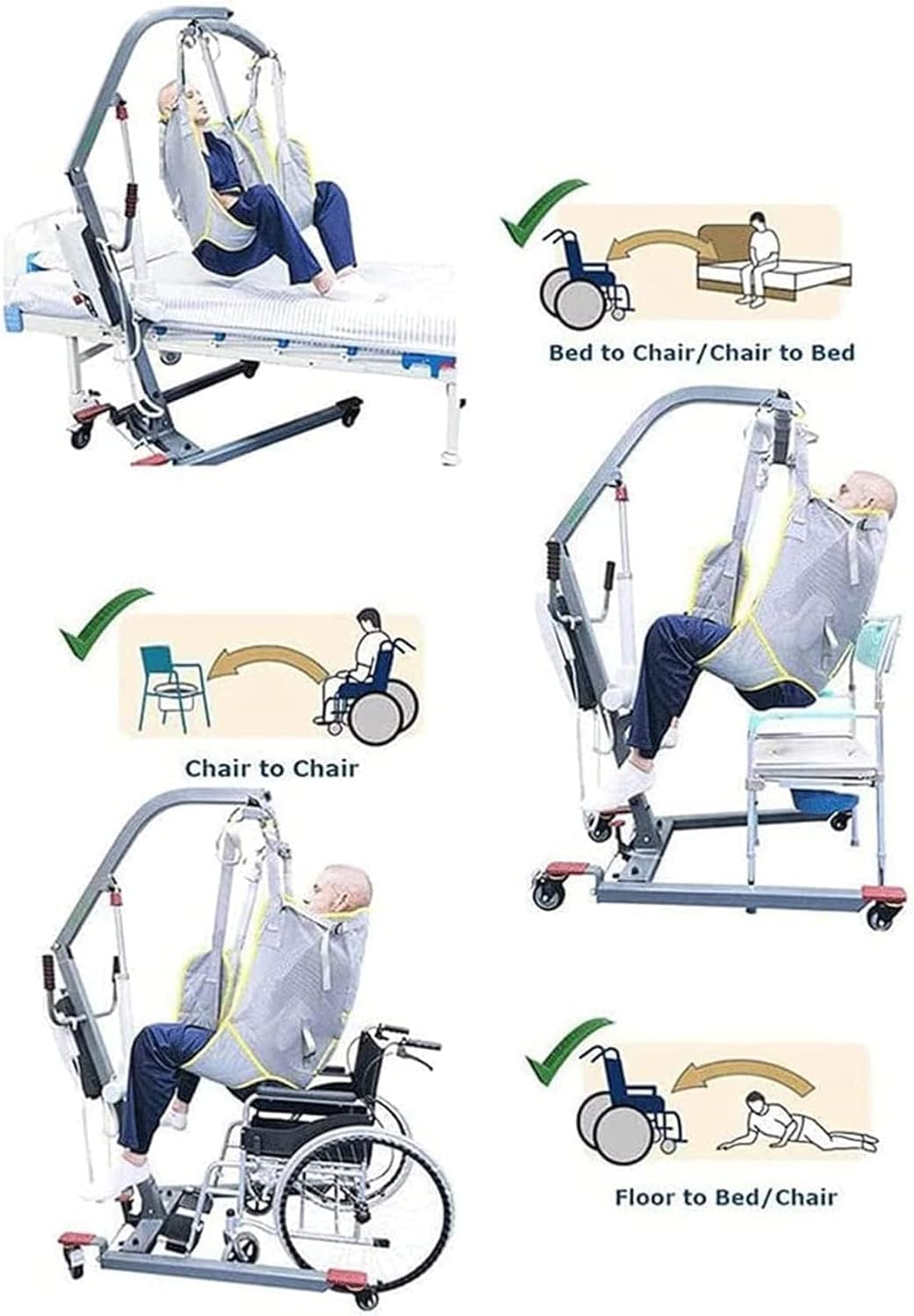 Elevador de cabestrillo para pacientes, correa de malla de seguridad médica para transferencia de pacientes de cuerpo completo, transferencia de cama y uso en ducha
