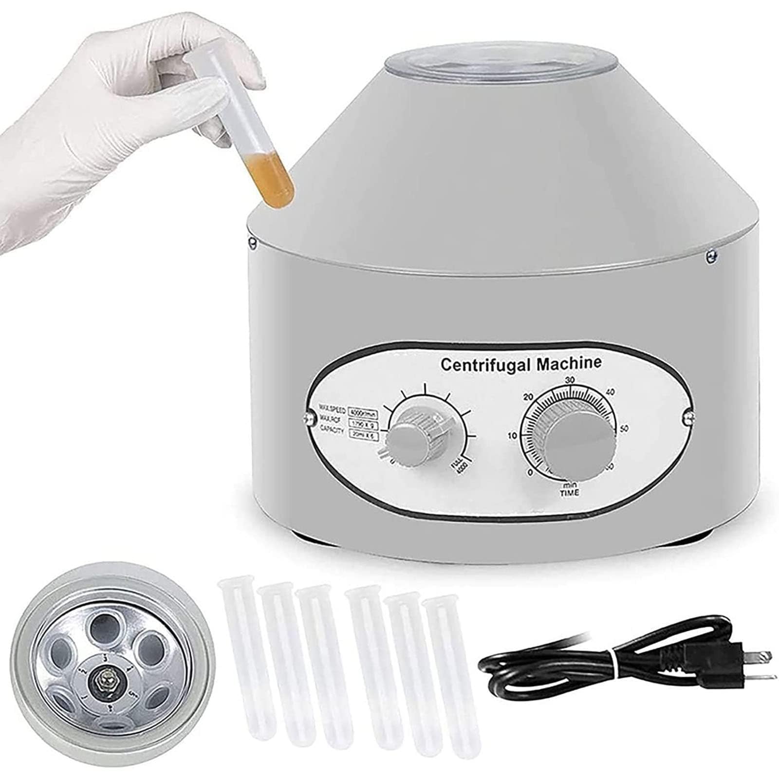 Máquina centrífuga de sobremesa, Mini centrífuga, centrífuga eléctrica de Laboratorio, con Temporizador y Control de Velocidad, Rango de Tiempo de 0-60 Minutos, 4000 R/min, para investigación