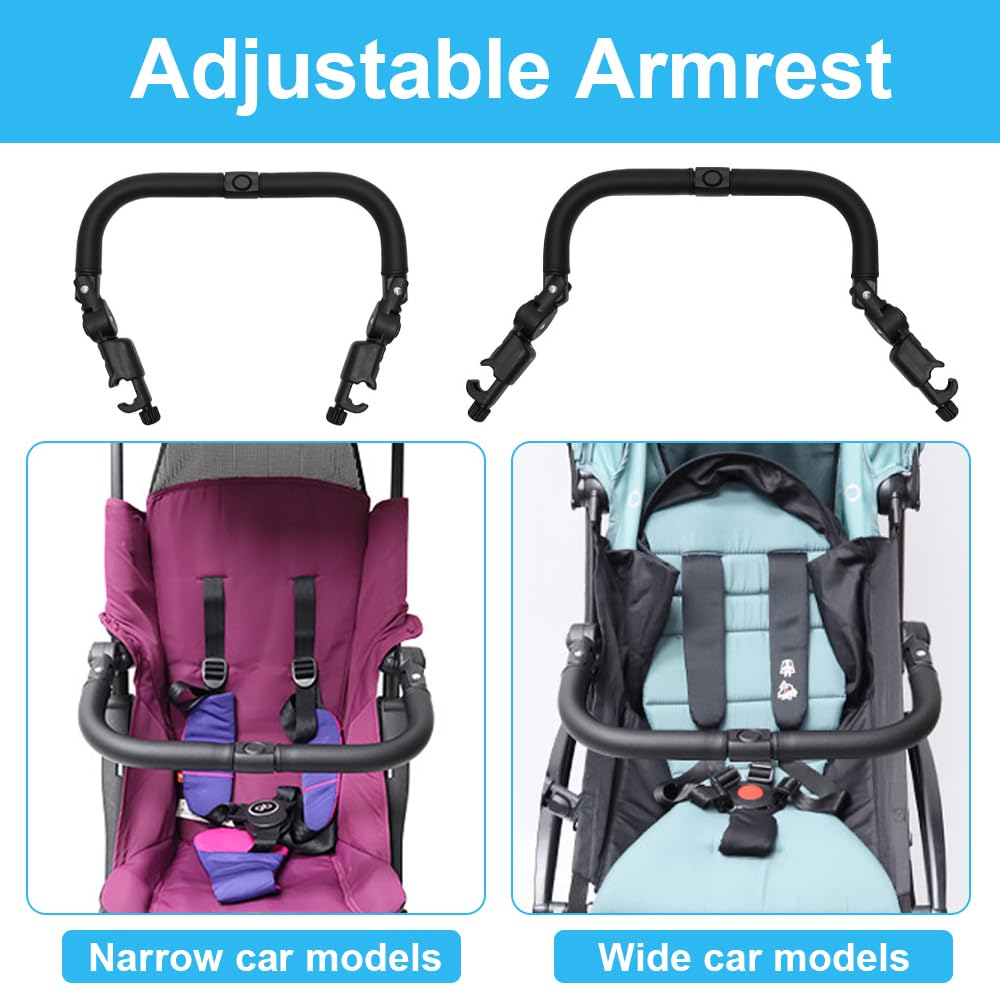 Bracciolo Per Passeggino, 37x25cm Universale Passeggino Paraurti Bar, Barra Paraurti Per Passeggino, Maniglione Per Passeggino Regolabile E Rimovibile, Passeggino Parti Accessori(Nero)