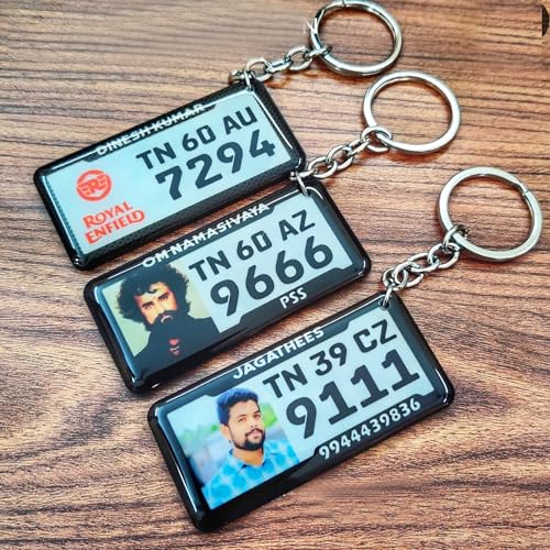 Image of Gel Number Plate Keychain for Car & Bike