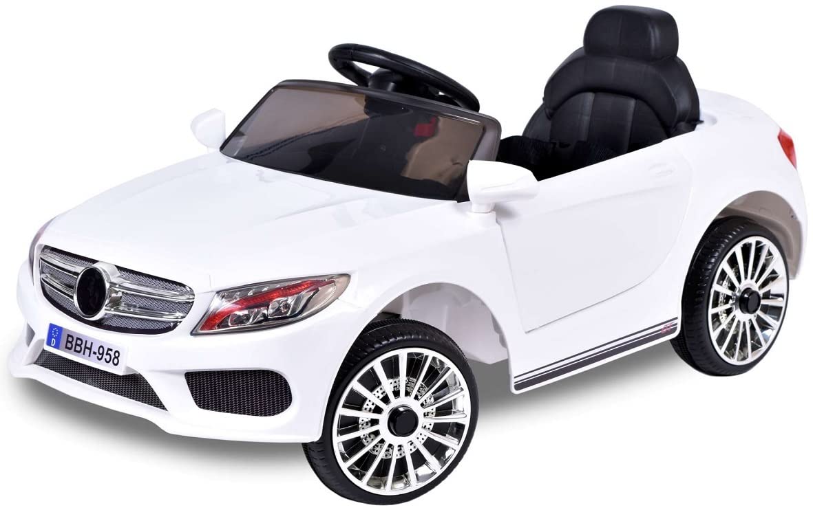 Playhouse Kinder Elektroauto Cabrio GT, für Kinder mit USB LED, Kinderauto Kinderfahrzeug (Weiß)