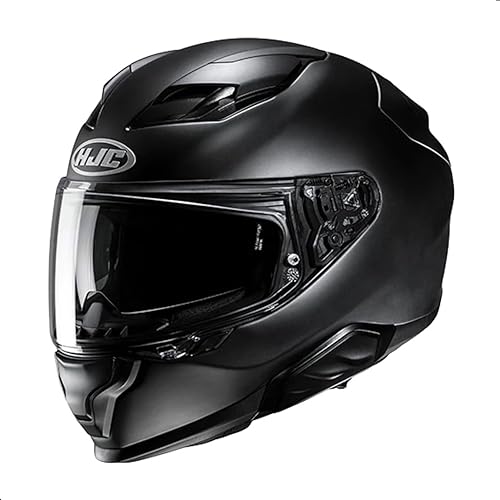 HJC F71 Casco de motocicleta de cara completa sólida con escudo HJ-38 con bloqueo de pasador, aprobado por DOT (negro semi plano, XL)