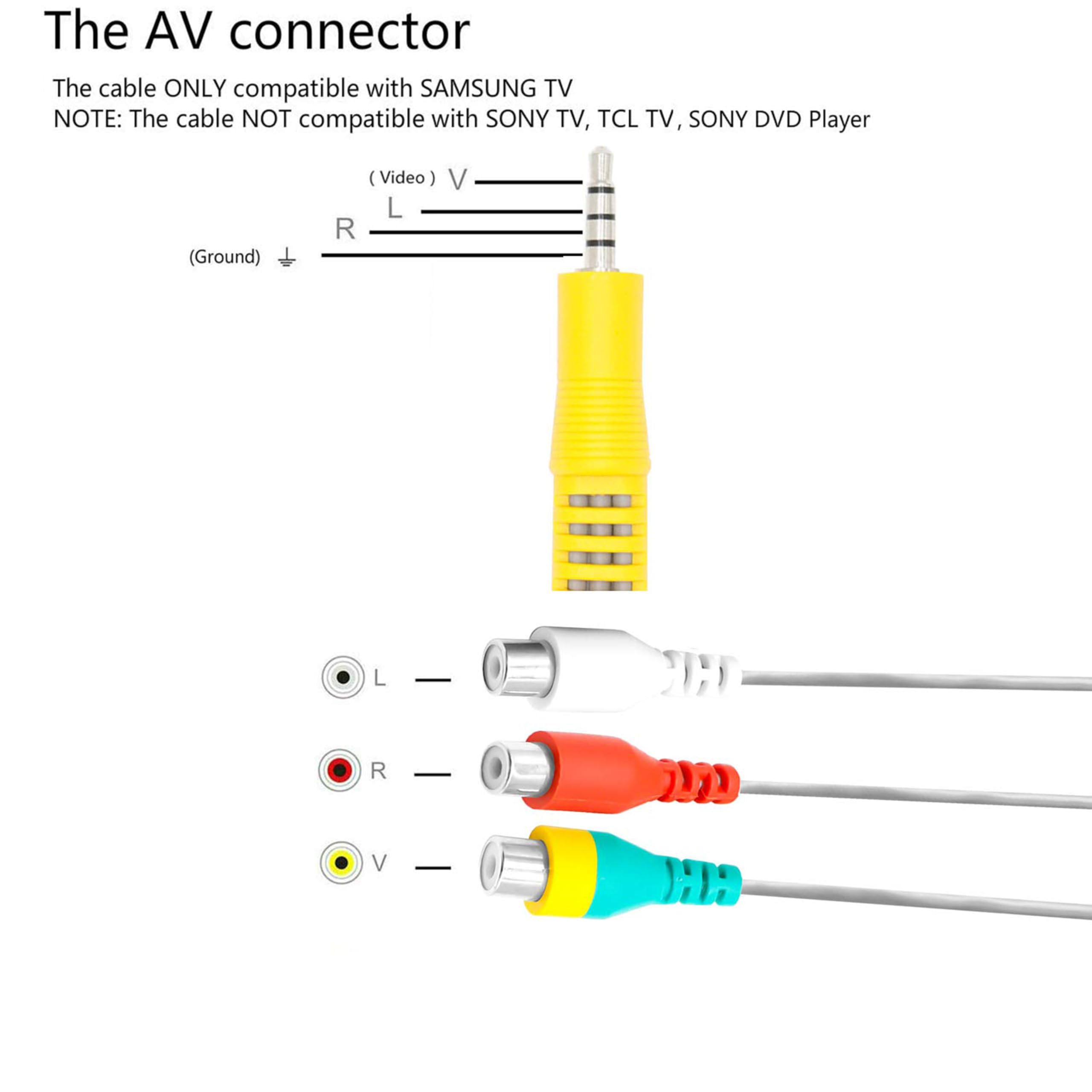 Video-AV-Komponenten-Adapterkabel Ersatz für Samsung TV, 3 RCA auf AV-Eingangs-Adapterkabel für Samsung LED-TV, kompatibel BN39-02189A