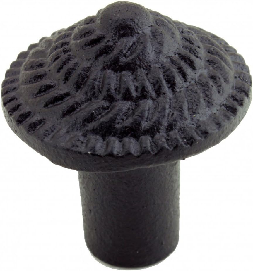 Renovators Supply Manufacturing Round Iron Cabinet Knob Black Fibonacci Design Cabinet Hardware Pack of 10