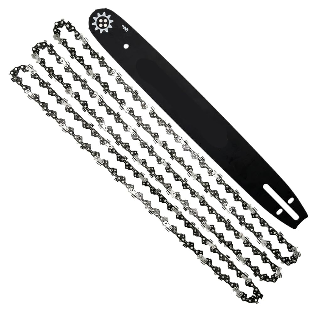 Barra guía de repuesto con cadena compatible con motosierras de 16 pulgadas, paso de 3/8 pulgadas, calibre de 0,050 pulgadas, 57 eslabones
