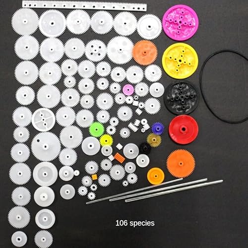0.5 Mold Diy Plastic Motor Gears Set Plastic Crown Gear Kits Single Double Reduction Gear Worm Gear Electric Kit For Toy Motor Aircraft Car Robot (106Pcs) #TOP1