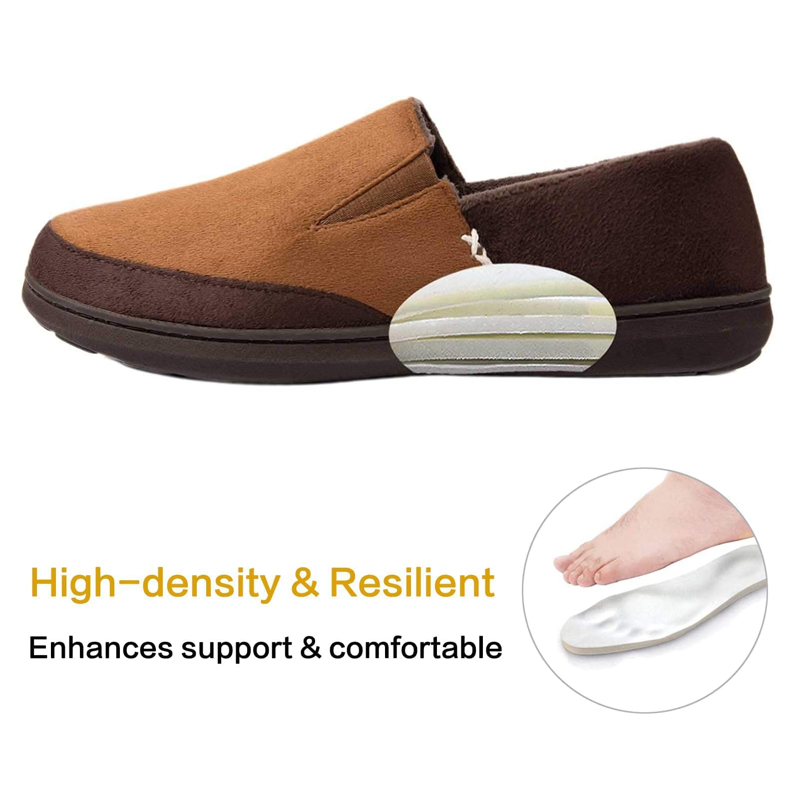 Zigzagger Pantofole Uomo Memory Foam – Modello Mocassino In Tessuto Scamosciato Con Fodera In Pile - 3