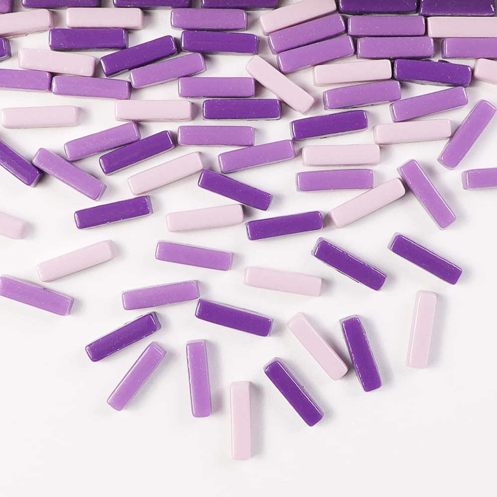 1 LB 5x20mm Glass Strips Mosaic Tiles for Home Decoration Mini Recycled Glass Stick Tile for DIY Crafts Art & Children DIY Hobbies (RS600)
