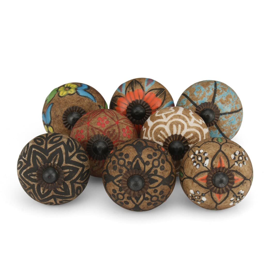 ATCUSA Pomos de alta calidad para cajones de gabinetes – Juego de pomos y tiradores de cerámica de estilo vintage – Pintados a mano para gabinetes de cajones, pomos de puerta de muebles (20)