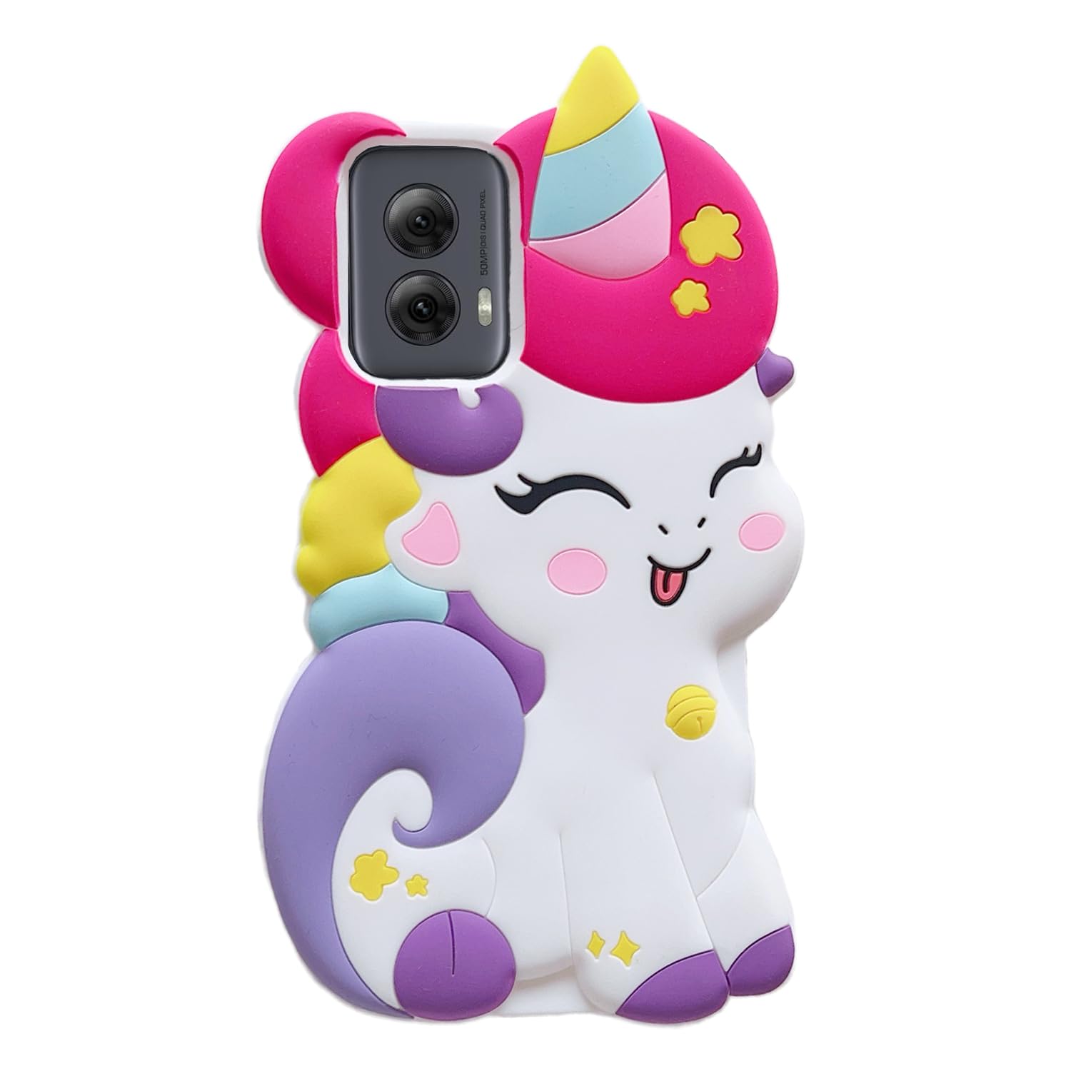 3D Cute Unicorn Soft Case for Moto G Power 5G 2024,Cartoon Kawaii Fashion Character Unicorn Horse Kids Girls Women Soft Silicone Case for Moto G Power
