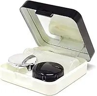 Kit de estojo de lentes de contato de viagem da moda, caixa de contato, portátil, estojo de armazenamento de lentes de contato com espelho