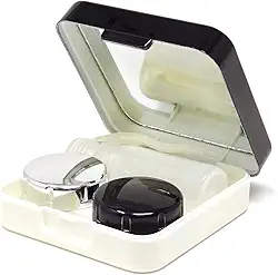 Kit de estojo de lentes de contato de viagem da moda, caixa de contato, portátil, estojo de armazenamento de lentes de contato com espelho